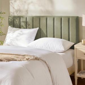 Upholstered King Headboard - Easy Assemble Channel Stitched Headboard King Size Bed - Wall Mounted Headboards with 3D Soundproof Wall Panels Peel & Stick Floating Headboards, Olive Green