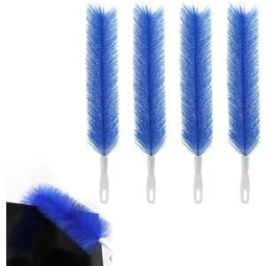 4 Pcs Bendable Microfiber Fan Cleaner Brush, BlueReusable Gentle Blade Dusting Tool for Ceiling, AC, Table&Stand Fans, Household Air Vents&Curtains
