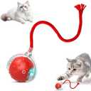 Tiny Fetch Dog Toy, Tinyfetch Interactive Dog Cat Toys Balls with Birdsong, 360 Smart Automatic Rolling Electric Dog Ball Toy, Fast Moving Balls Toys for Pets (red)