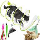 Self Play Cat Hunting Spiral Tunnel Toy, Folded Cat Spring Tunnel Toys for Indoor Cats (Green)