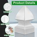 Lothee 2 Pcs Vinyl Post Cap Gothic Post Caps Decking Caps PVC Fence Parts for Decks Fence Mailbox (3.5'' X 3.5'')
