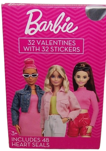 Valentines Day Cards Box of 32 Dreamworks Gabby's Dollhouse, Valentines Day Exchange Cards Barbie, 2 Pack