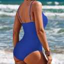 Ekouaer Halter 50s Retro One Piece Bathing Suit Swimsuit Swimwear, Blue, M