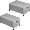 Under Bed Storage with Wheels,Under Bed Drawers Heavy Duty, 2 Packs, Wooden Under Bed Storage Containers Organizer, Metal Frame, Patented Design (Triple Size, Grey)