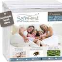 SafeRest Waterproof Queen Size Mattress Protector - Fitted with Stretchable Pockets - Machine Washable Cotton Blend Mattress Cover for Bed