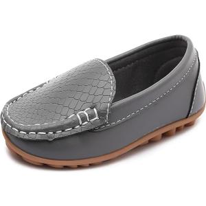 LONSOEN Toddler Little Kid Boys Girls Soft Slip On Loafers Dress Flat Shoes, Size: 24 Toddler 8