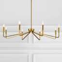 38" Gold Chandeliers for Dining Room, 8-Light Modern Farmhouse Chandelier Light Fixture, Brushed Brass Industrial Candle Lighting Hanging Ceiling for Living Room Bar Kitchen Island Lights