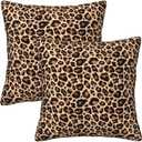 Leopard Print Throw Pillow Covers Home Decor 18x18 Inch Cute Cheetah Print Decorative Pillowcase Cushion Cover for Bed Sofa Couch, 2 Sets