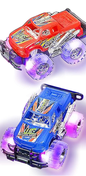 Light-Up Monster Truck Toys (2-Pack)  Push-&-Go Cars with Glowing Wheels  Birthday Gift for Toddlers, Boys & Girls Ages 3+  Durable Friction-Powered Trucks  Batteries Included