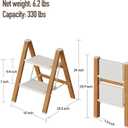 Mayi Plus 2-Step Aluminum Ladder,Lightweight Folding Step Stool with Extra-Wide Anti-Slip Steps,330 lbs Capacity,Compact Space-Saving Design for Home,Kitchen and OfficeWhite&Woodgrain