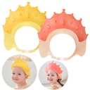 Baby Shower Cap Shield, Shower Cap for Kids, Visor Hat for Eye and Ear Protection for 0-9 Years Old Children, Cute Crown Shape Makes the Baby Bath More Fun (2 Pack)