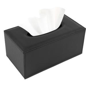 PU Leather Tissue Box Cover,Rectangular Tissue Box Holder with Magnetic Closure at The BottomUsed for Bathroom Vanity Countertop Night Stands Bedroom Desk and Offices (9.8*5.5*4.3 Inch, Black)
