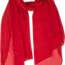 Women Lightweight Chiffon Scarf Breathable Solid Color Long Fashion Scarves Sun-proof Shawls Wrap (Red)