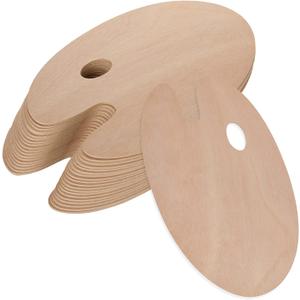 ZOEYES 20 Pack Oval-Shaped Oil Painting Palette with Thumb Hole, Wooden Art Palette for Painting (8 x 12 Inches)