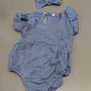 Newborn Baby Girl Clothes Ruffle Sleeve Solid Smocked Bubble Romper Jumpsuit Bow Headband Cute Summer Clothes Size 74