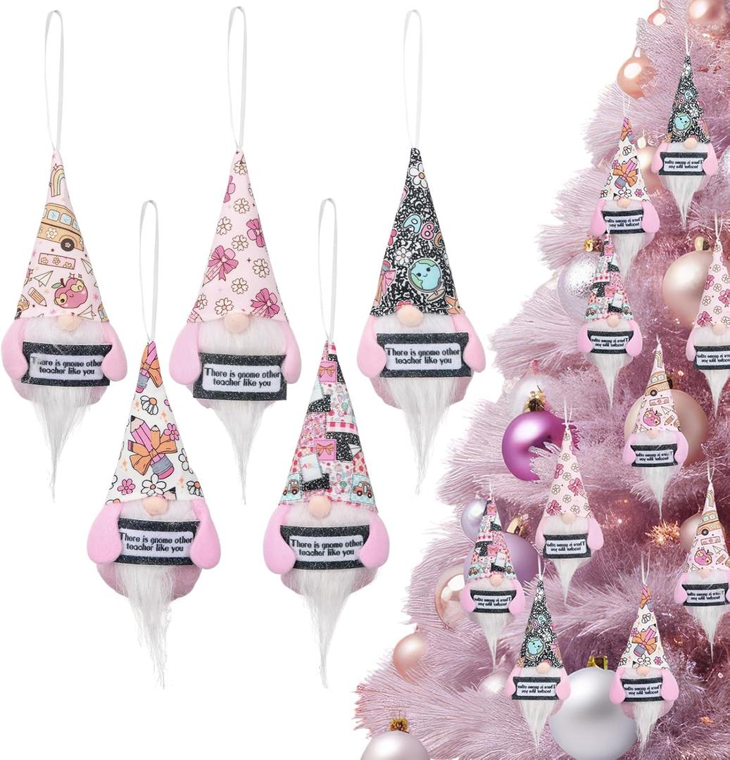 5 Set Gnome Tree Hanging Ornaments Gifts Bulk Pink Plush Hanging Tree Pendant Home Decoration for Holidays Party Favors, 5 Styles