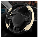 Road Comforts Leather Steering Wheel Cover - Made with PVC Leather - Anti-Slip, Universal Fit 14 1/2 inches to 15 inches - Milky White