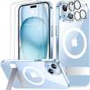 SPIDERCASE Magnetic for iPhone 15 Plus Case/iPhone 14 Plus Case, [3 Stand Ways][ Military Grade Drop Protection] with Invisible Stand Shockproof Slim Case, Clear