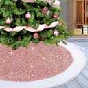 2 x Dremisland Pink Christmas Tree Skirt 48 Inch Sparkly Sequin Velvet Tree Skirts Glitter Plush Christmas Decorations Luxury Faux Fur Xmas Tree Mats for Party Holiday Home New Year Decor