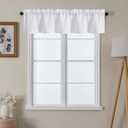 2 x Lecloud White Valance for Window Curtains 12 Inch Length, Light Filtering Modern Small Kitchen Curtain, Short Burlap Farmhouse Drapes with Rods Pocket for Cafe Bedroom Camper Cabinet, 60" W x 12" L