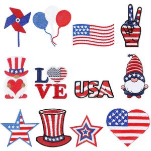 AUGSUN 12pcs Independence Day Iron on Patches 4th of July Patriotic Embroidered Sew Applique Repair Patch American Flag DIY Crafts for Clothing Jacket Jeans Pants Dress Backpack Hat Decorations Gift