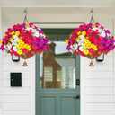 Dolicer 2 Packs Look Real Artificial Hanging Flowers for Outdoors, Realistic Artificial Flowers for Outdoors Hanging Basket UV Resistant Fake Hanging Flowers Plants for Outdoor Porch Patio Balcony