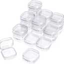 Clear Plastic Storage Container Set With Stickers For Custom Labels. 14 Pcs ~2“ x 2“ Mini Containers And 1 Pcs 6.5" x 4.75" Large Container