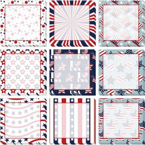9 Pieces 4th of July Sticky Note Adhesive Independence Day Patriotic Memo Notes Self-Stick Note Pads for Reminders, Study, Work, Office, School and Home, 9 Styles