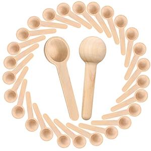 Patelai 30 Pieces Mini Wooden Spoons Bulk 3 Inch Small Condiments Tiny Jars Spoons for Coffee Condiment Honey Teas Sugar Kitchen Cooking Bath Salt (Cute Style)
