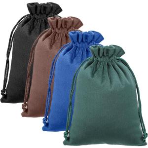Sibba 4Pcs Velvet Gift Bags with Drawstrings, 4 Colors Soft Velvet Dice Pouches for Tarot Jewelry Crystals Candy Wedding Favors Christmas, 7 x 5 Inch