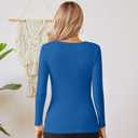 VICHYIE Fall Clothes Womens Crewneck Ribbed Long Sleeve Shirts Slim Fitted Tee Casual Basic Tshirt Top (Blue, M)