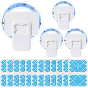 Qualirey 4 Pack Fruit Fly Traps for Indoors, Plug in Fly Trap Indoor with UV Light, Flying Insect Trap Mosquito Catcher Killer for Gnat, Moth, Flies with 24 Pcs Glue Boards
