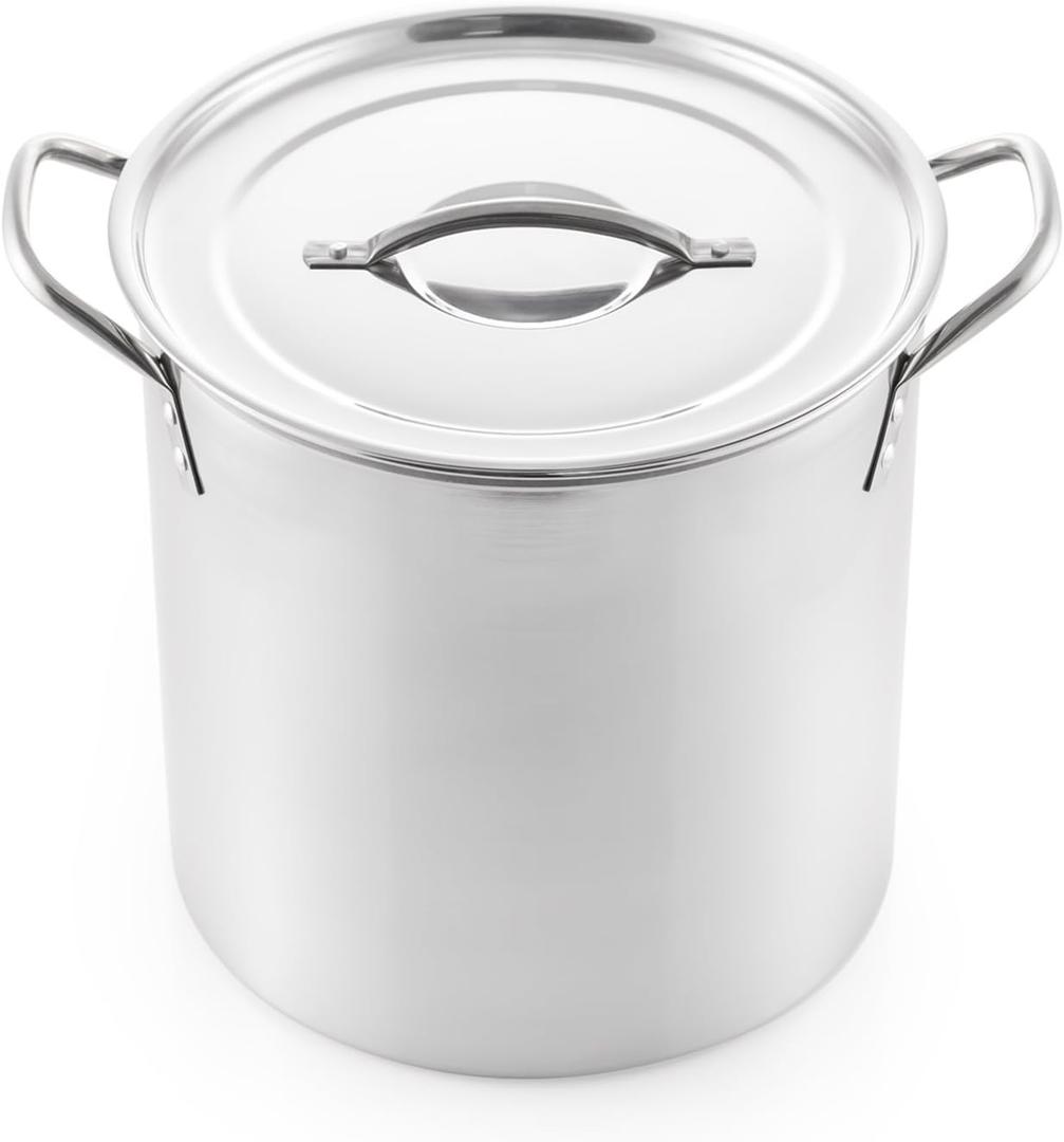 McSunley 607 Medium Stainless Steel Prep N Cook Stockpot, 12 quart, Silver
