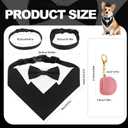 FunMular 3Pcs Formal Dog Tuxedo Accessories Set Adjustable Wedding Collar Bandana with Bow Tie Pet Top Hat for Large X-Large Dogs New Years Wedding Birthday Party