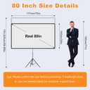 Projector Screen with Stand, 80 Inch Portable Projector Screen Outdoor Indoor, 1.2 Gain Fiberglass Projection Screen, 16:9 Outdoor Movie PVC Screen with Carrying Bag for Movie Night(White Screen)