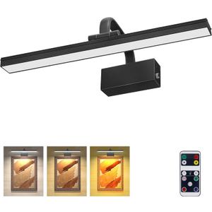 Picture Light,Picture Lights for Wall Cordless,16" Picture Lights with Timer and Dimmable,Battery Wall Lights for Display Gallery Painting Art Frame Portrait-L Black