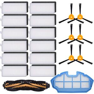 neutop Replacement Parts Compatible for Ecovacs Deebot N79S N79 DN622 DN622.11 DN622.31 N79W N79se and Deebot 500 DC3G Robot Vacuum with 1 Roller Brush 12 Filter Sets 6 Side Brushes 1 Mesh Filter