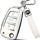 for Audi Key Fob Cover Compatible with A1 A3 Q3 Q7 R8 A6L TT 3 Button Flip Key Shell Case