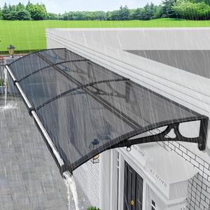 Window Awnings Exterior with Aluminum Bracket UV Rain Snow Durable Polycarbonate Canopy Protection for Entrance Door Carport Warehouse 100x150cm/39x59in Grey