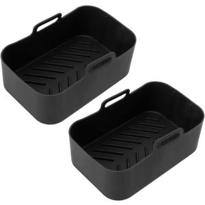 Fryer Silicone Basket, Easy To Clean Handle Design Reusable Nonstick Fryer Silicone Pot for Kitchen (Black)