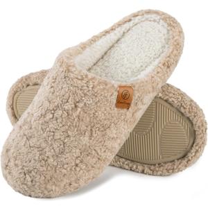 EverFoams Women's Fuzzy Slip-on Slippers Soft Comfy Memory Foam Indoor House Shoes Size 5-6