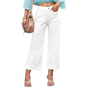 luvamia Wide Leg Jeans for Women Trendy High Waisted Flare Jeans Cropped Denim Pants Stretchy Baggy with Patch Pockets M