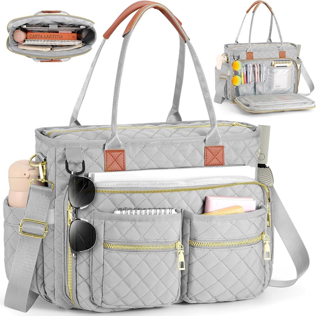 Teacher Tote Bag for Women Large Laptop Bags for Work Nursing Professional Computer Messenger Bag for Office Travel Business