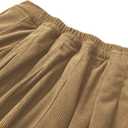SANGTREE Women Corduroy Pleated Skirts High Waist Winter with Comfy Casual Elastic Band Without Shorts (Small, Khaki)