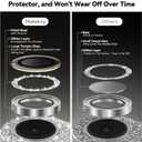 Matekxy for iPhone 17 Air Camera Lens Protector Glitter - Cute Girly Metal Bling Camera Cover for Women, 9H Anti-Scratch Tempered Glass with Aluminum Edging, Sky Blue