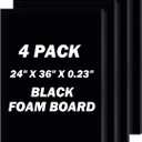 24" x 36" Foam Board 4 Pack, 0.23" Thickness Black Poster Board, Acid Free, Double Sided, Rigid, Sign Board for Mounting, Crafts, Modelling, Art, Display, School Projects