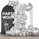 PartyWoo Silver Balloons 123 pcs Different Sizes of 18 12 10 5 Inch Silver Balloon Arch Kit Garland for Birthday Graduation Bachelorette Engagement Bridal Shower Wedding Party Decorations Silver-G102