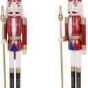 4ft Nutcracker Christmas Decor Large Red Wooden King Nutcracker Figure Ornaments for Outdoor Decorations (1PCS)