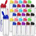 Maxcheck 25 Pieces Water Bottle Bulk 17 oz Plastic Sports Water Bottles Bulk with Handle Strap Lightweight Leakproof Drink Flip Top for Adults Fit Gym(Classic Style,Multicolored)