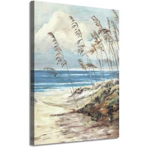 ARTISTIC PATH Abstract Wall Art Coastal Pictures: Blue Ocean Sand Seascape Painting Print on Canvas for Bedrooms (11" W x 16" H) (seaside)